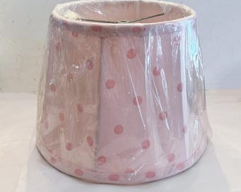Pink Dots on Pink Fabric Drum Table Lampshade full framed and lined, handmade LampShade 9" top 12" bottom 9.25"tall