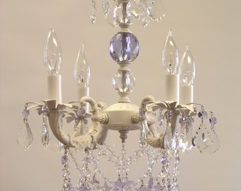 Shabby Chic Cottage Style Mini Chandelier "Sugar Plum"