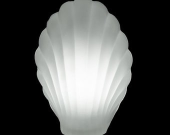 New Old Stock Clear Frosted Clam Shell Desk Lamp Fixture Shade Art Deco