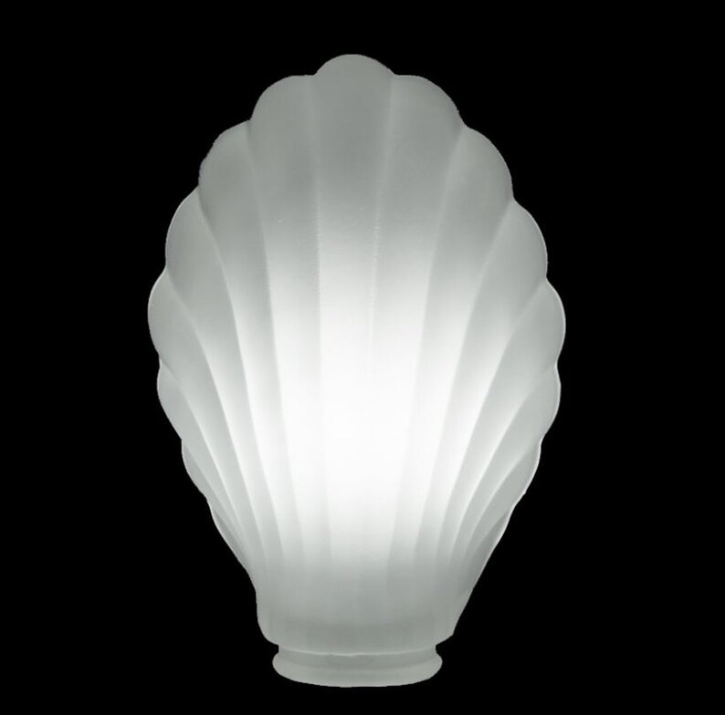 New Old Stock Clear Frosted Clam Shell Desk Lamp Fixture Shade Etsy