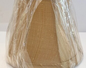 HANDMADE Clip-on MINI Gold Dupioni Silk softback Shade with self trim full framed with white lining.