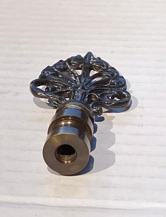 Oriental Dragon Cast Metal Lamp Finial - 2 5/8 Inch, Antique Finish For Table Lamps