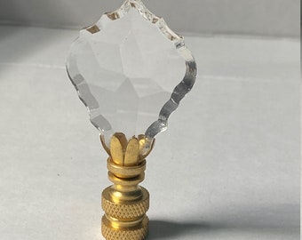 New: Handmade 2-3/4" French Cut Crystal Pendalogue  Lamp Finial with Brass base tap 1/4-27