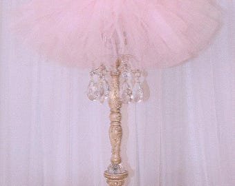 Alexandria Rose Tutu Lamp, Pink Gold Crystal Accents, Custom Made Ballerina Decor