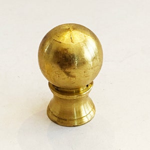 PAIR OF Solid Unfinished Raw Cast Brass Knob Finials 1-3/8" Tall with reducer to fit 1/4"-27 standard harps or 3/8" lamp pipe