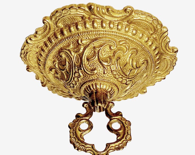 Featured listing image: New gorgeous Victorian style unfinished Spanish cast brass ceiling chandelier canopy with Loop & hardware