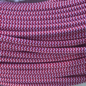 ZIG-ZAG Pattern Cotton Cloth Covered Electrical Wire - Braided Fabric Wire 18/2 AWG Industrial Retro Cord 2-wire Sold By The Foot