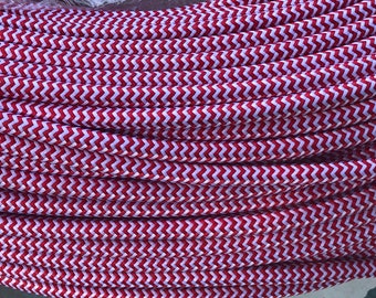 ZIG-ZAG Pattern Cotton Cloth Covered Electrical Wire - Braided Fabric Wire 18/2 AWG Industrial Retro Cord 2-wire Sold By The Foot