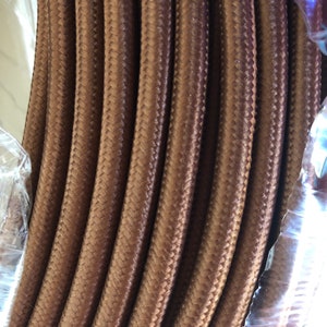 Brown Cloth Covered Electrical Wire - Braided Fabric Wire 18/2 AWG Industrial Retro Electrical Cord 2-wire Sold By The Foot