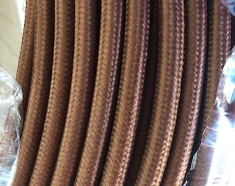 Brown Cloth Covered Electrical Wire - Braided Fabric Wire 18/2 AWG Industrial Retro Electrical Cord 2-wire Sold By The Foot