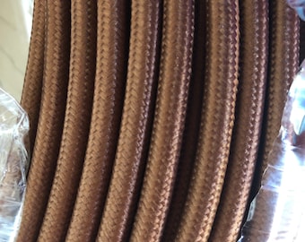 Brown Cotton Cloth Covered Electrical Wire - Braided Fabric Wire 18/2 AWG Industrial Retro Electrical Cord 2-wire Sold By The Foot