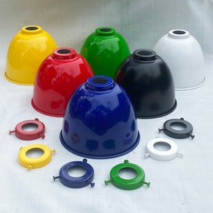 Industrial Style Porcelain Enamel Metal Shade 6.5" Diameter Choose from 6 Colors with & matching color shade fitter holder