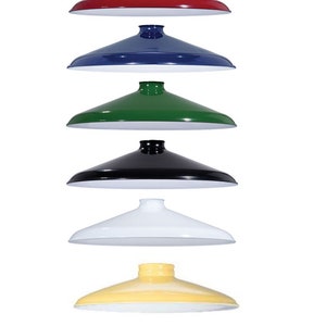 Industrial Style Metal Shades 10&quot; diameter in Porcelain Enamel 6 Colors Red, Green, Blue, Harvest Gold, Black and White