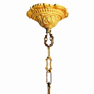 New gorgeous Victorian style Raw Spanish cast brass ceiling chandelier canopy brass medallion with Loop, Chain & hardware