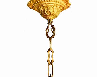 New gorgeous Victorian style Raw Spanish cast brass ceiling chandelier canopy brass medallion with Loop, Chain & hardware