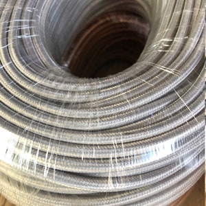 SILVER Cotton Cloth Covered Electrical Wire - Braided Fabric Wire 18/2 AWG Industrial Retro Electrical Cord 2-wire Sold By The Foot