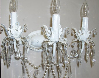 Shabby Chic 3 light wall sconce Custom Made to Order Sconce, any color finish and crystals