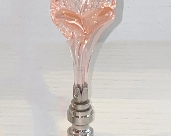 Vintage Murano Hand-blown Pink Flower Lamp Finial, Brass Base (3 Finishes)