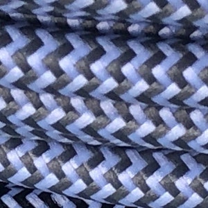 ZIG-ZAG Pattern Silver Grey & white Cloth Covered Electrical Wire Braided Fabric Wire 18/2 AWG Industrial Retro Cord 2-wire Sold By The Foot