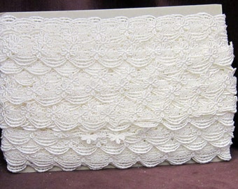 Off White Lace Trim, Bridal Trim, Wedding Lace Trim, 1" wide lace trim, table runner trim, wedding veil lace trim