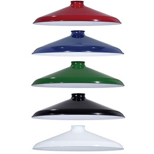 Industrial Style Metal Shades 14" diameter in Porcelain Enamel 5 Colors  Red, Green, Blue, Black and White