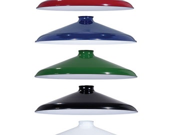 Industrial Style Metal Shades 14" diameter in Porcelain Enamel 5 Colors  Red, Green, Blue, Black and White