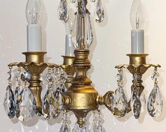 Antique Style "La Valentina"  Mini-mini Chandelier, perfect for a bedroom room, closet or bathroom. custom made to order, 2 sizes available