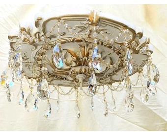 Crystal Shabby Sea 16" Diameter Ceiling Medallion for Chandeliers