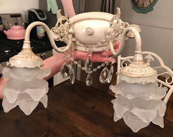 Shabby Chic Bathroom Vanity Light, Bathbar or Vanity Light, Custom Made to Order Sconce