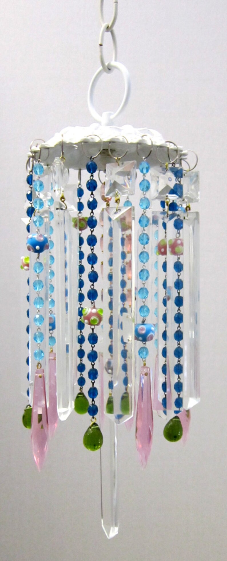 Art Glass Beaded Suncatcher and Wind Chime with Lead Crystals Etsy