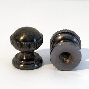 New: PAIR OF Antique Brass Knurled Ball Style Brass Lamp Finial -7/8" ht. fits standard harps.