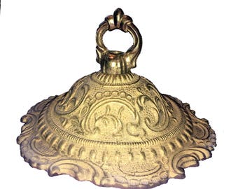 New Stock Fancy Ornate unfinished cast brass ceiling chandelier canopy and loop, Spanish brass canopy with hardware