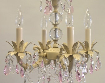 Sabrina Chandelier-Shabby Chic chandelier, girls nursery chandelier, Boho style available in 4 sizes and many finishes, custom made for you