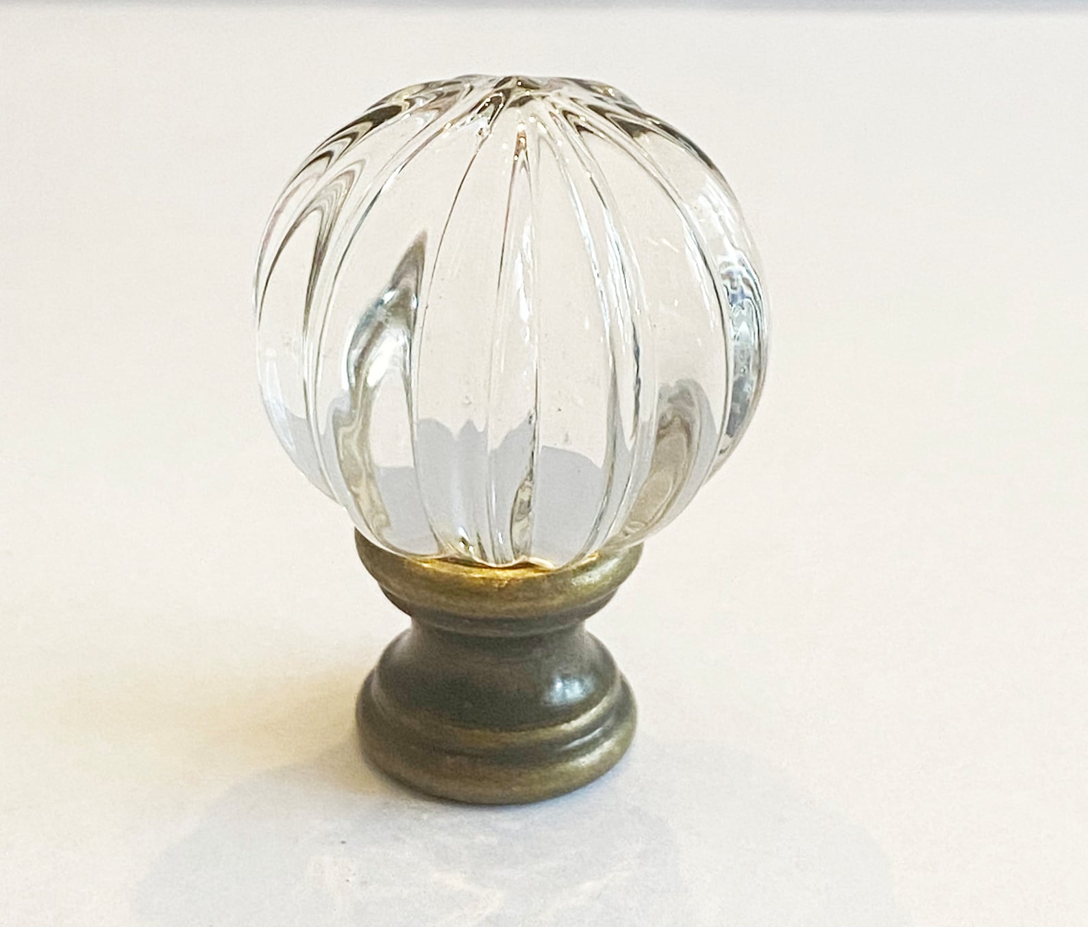 Round Ribbed Glass Modern Art Deco Clear Round Ribbed Glass Lamp Finial 1-5/8