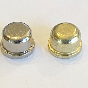 Pair of Nickel or Brass plated Hat Finials, Toppers, Cast Metal, 1/2" Tall x 3/4" dia., threaded 1/4"-27 fits standard harps