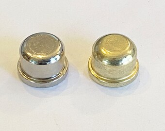 Pair of Nickel or Brass plated Hat Finials, Toppers, Cast Metal, 1/2" Tall x 3/4" dia., threaded 1/4"-27 fits standard harps