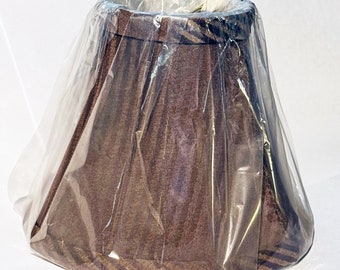 HANDMADE Clip-on MINI Brown striped silk softback Shade with self trim full framed with white lining.