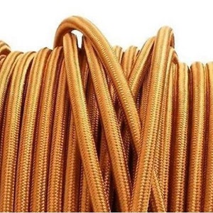 GOLD Cloth Covered Electrical Wire - Braided Fabric Wire 18/2 AWG Industrial Retro Electrical Cord 2-wire Sold By The Foot