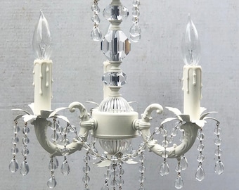 Shabby Chic Cottage Farm Style Mini Chandelier, perfect for a kitchen, bedroom room, closet or bathroom, Custom made to order