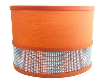 OOAK Retro Mod style Orange Drum shade with Rhinestones. Sample shade