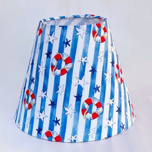 Custom Hand made Table Lamp Shade Empire Style Hardback 6&quot; x 12&quot; x 9.5&quot; tall. Nautical Theme