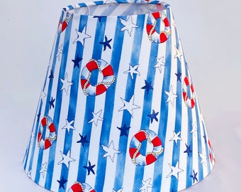 Custom Hand made Table Lamp Shade Empire Style Hardback 6" x 12" x 9.5" tall. Nautical Theme