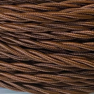 BROWN Twisted Cotton Cloth Covered Electrical 3 Wire - Twisted Braided Fabric Wire 18/3 AWG Industrial Retro Cord 3-wire Sold By The Foot
