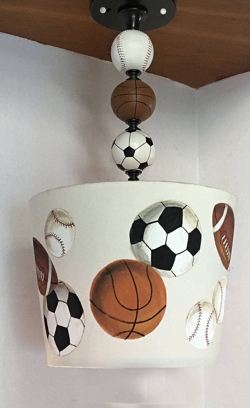Sport Pendant Handpainted Shade Custom Light Chandelier For Boys