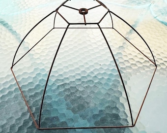 Vintage Victorian Parasol Style Wire Shade Frame for table or floor Lamps. Unfinished steel wire 6 sided  frame 5"top x 18"bottom x 10"tall.