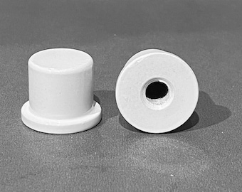 Pair of White Hat Finials, Toppers, Cast Metal, 5/8" Tall x 1" dia., threaded 1/4"-27 fits standard harps