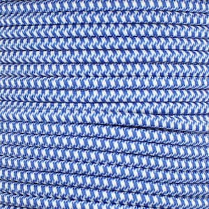 Hounds-Tooth Blue/White Cloth Covered Electrical Wire - Braided Fabric Wire 18/3 AWG Industrial Retro Cord 3-wire Sold By The Foot