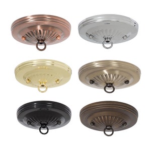 New DIY - Decorative  Embossed Steel Ceiling Canopy Plate in 6 finishes - Pendant Light Fixture Mounting Kit hardware included
