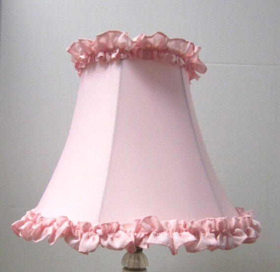 Pink Ruffle Shantung Silk Table Lamp Shade With Ruffles Top and