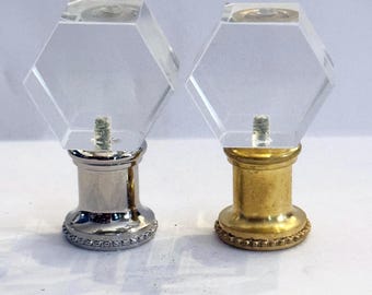 Vintage Art Deco Clear Crystal Vertical Lamp Finial 2" Tall, Tap 1/8IP or 1/4-27.  Fits most harps. Made to Order